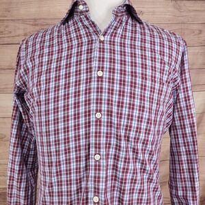 Peter Millar Shirt Mens M Red Plaid Long Sleeve Button-Up Cotton Regular Fit